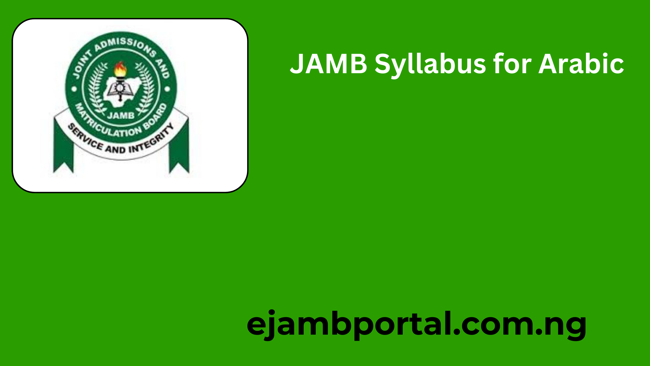 JAMB Syllabus for Arabic 2025/2026 PDF Download