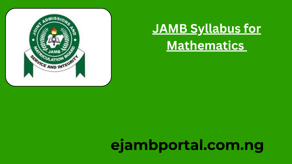 JAMB Syllabus for Mathematics 2025/2026 PDF Download